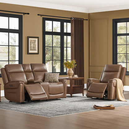 Leif Modern Top-Grain Leather Super Zero Gravity Reclining Sofa
