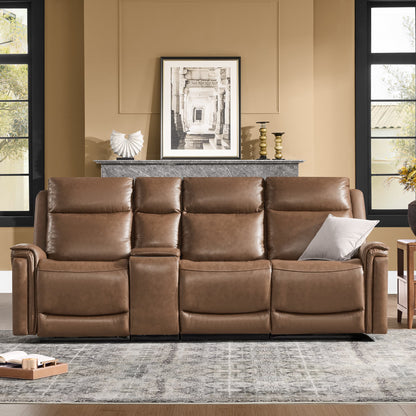 Leif Modern Top-Grain Leather Super Zero Gravity Reclining Sofa