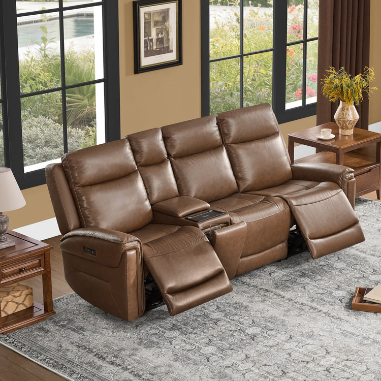 Leif Modern Top-Grain Leather Super Zero Gravity Reclining Sofa