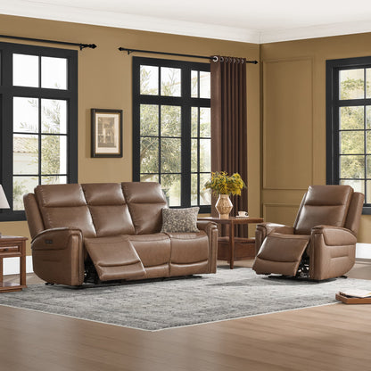 Leif Modern Top-Grain Leather Super Zero Gravity Reclining Sofa