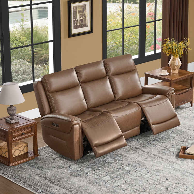 Leif Modern Top-Grain Leather Super Zero Gravity Reclining Sofa