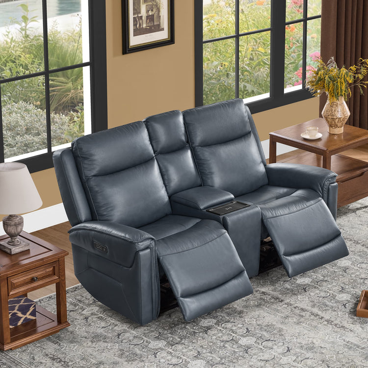 Leif Modern Top-Grain Leather Super Zero Gravity Reclining Sofa