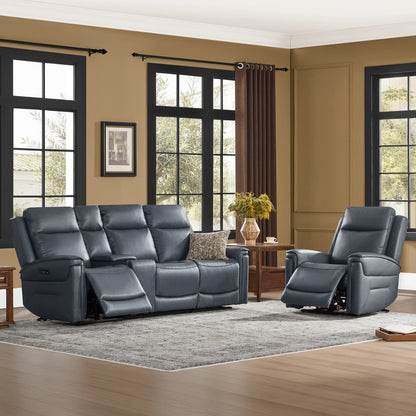 Leif Modern Top-Grain Leather Super Zero Gravity Reclining Sofa