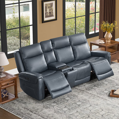 Leif Modern Top-Grain Leather Super Zero Gravity Reclining Sofa