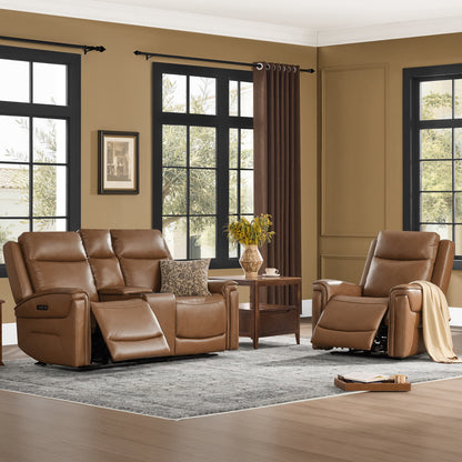 Leif Modern Top-Grain Leather Super Zero Gravity Reclining Sofa