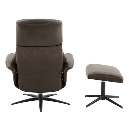 Leslie Genuine Leather Swivel Reclining Chair & Ottoman