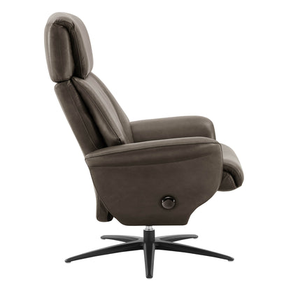 Leslie Genuine Leather Swivel Reclining Chair & Ottoman