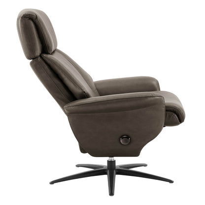 Leslie Genuine Leather Swivel Reclining Chair & Ottoman