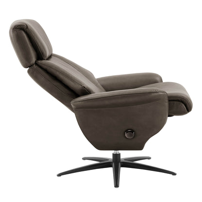 Leslie Genuine Leather Swivel Reclining Chair & Ottoman
