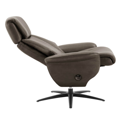 Leslie Genuine Leather Swivel Reclining Chair & Ottoman