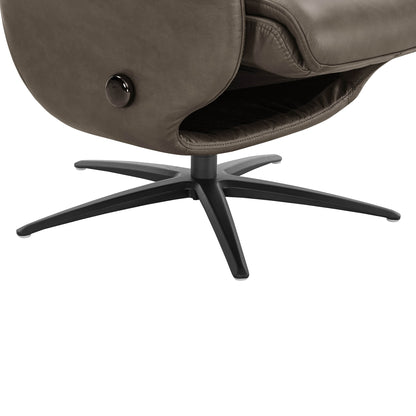 Leslie Genuine Leather Swivel Reclining Chair & Ottoman
