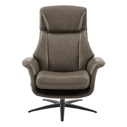 Leslie Genuine Leather Swivel Reclining Chair & Ottoman