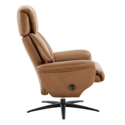 Leslie Genuine Leather Swivel Reclining Chair & Ottoman