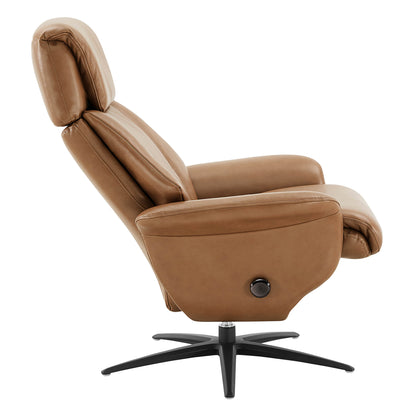 Leslie Genuine Leather Swivel Reclining Chair & Ottoman