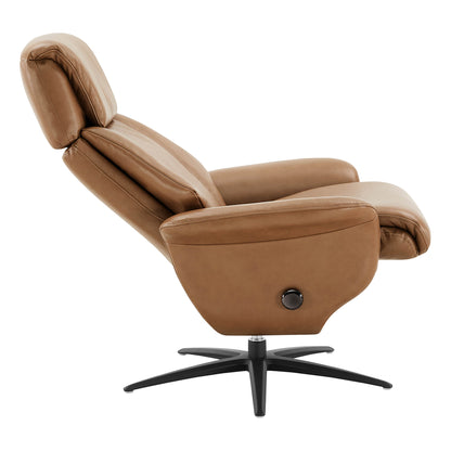 Leslie Genuine Leather Swivel Reclining Chair & Ottoman
