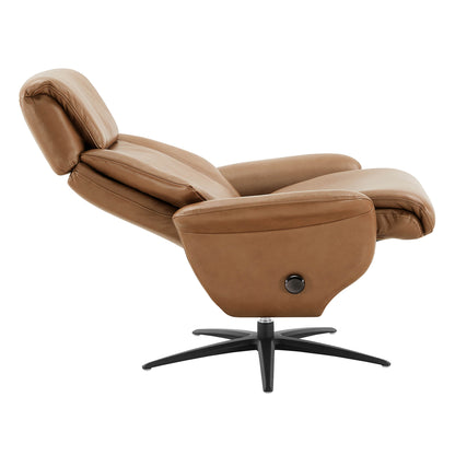 Leslie Genuine Leather Swivel Reclining Chair & Ottoman