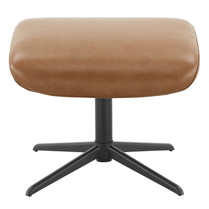 Leslie Genuine Leather Swivel Reclining Chair & Ottoman