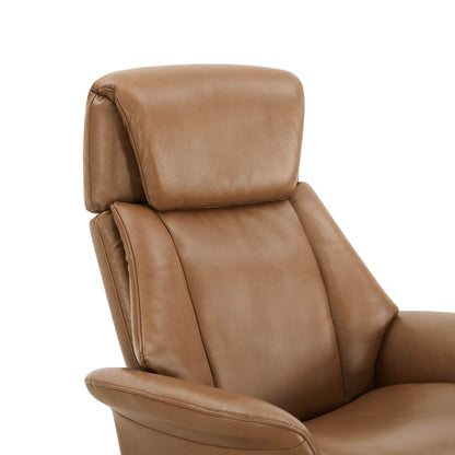 Leslie Genuine Leather Swivel Reclining Chair & Ottoman