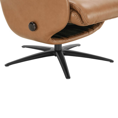 Leslie Genuine Leather Swivel Reclining Chair & Ottoman