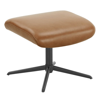 Leslie Genuine Leather Swivel Reclining Chair & Ottoman