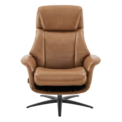 Leslie Genuine Leather Swivel Reclining Chair & Ottoman