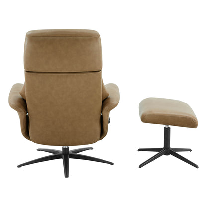 Leslie Genuine Leather Swivel Reclining Chair & Ottoman