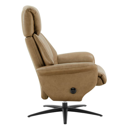 Leslie Genuine Leather Swivel Reclining Chair & Ottoman