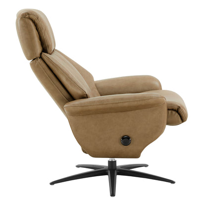 Leslie Genuine Leather Swivel Reclining Chair & Ottoman