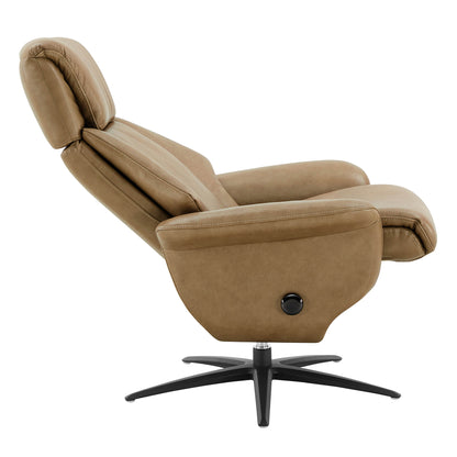 Leslie Genuine Leather Swivel Reclining Chair & Ottoman