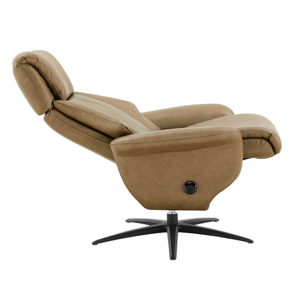 Leslie Genuine Leather Swivel Reclining Chair & Ottoman