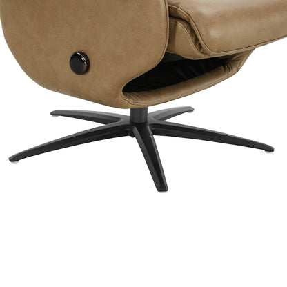 Leslie Genuine Leather Swivel Reclining Chair & Ottoman