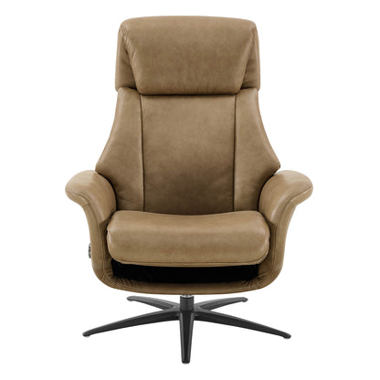 Leslie Genuine Leather Swivel Reclining Chair & Ottoman