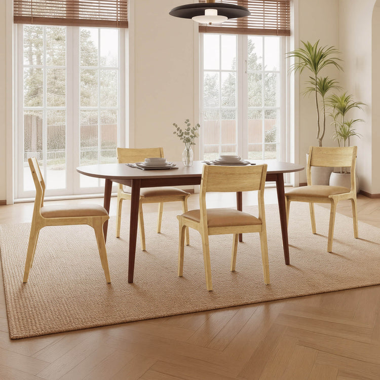 Levi Modern Solid Wood Upholstered Dining Chair (Set of 2)