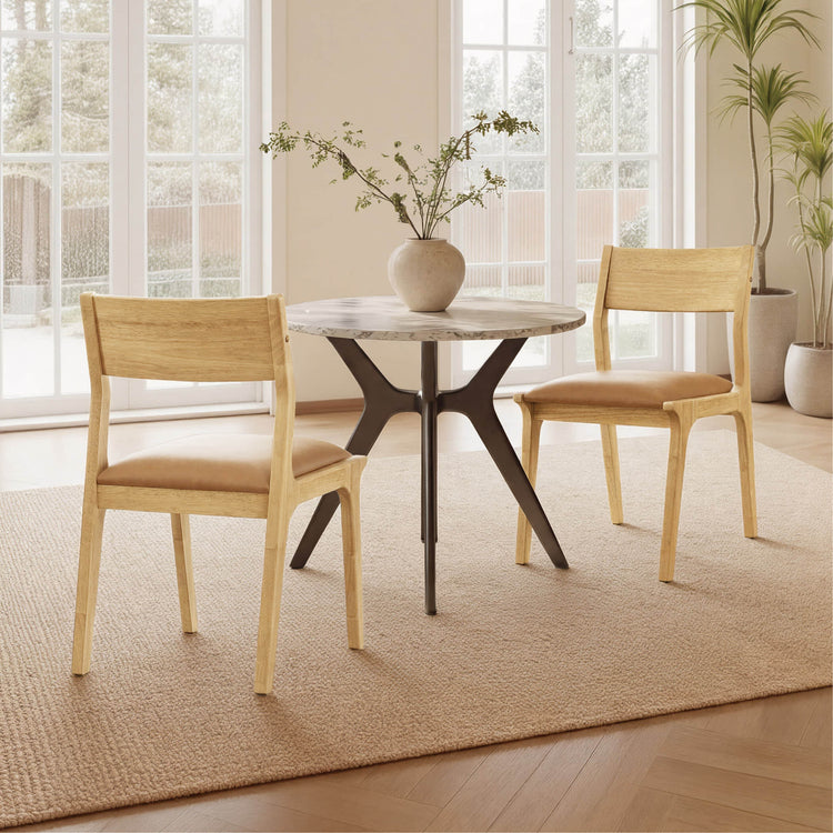 Levi Modern Solid Wood Upholstered Dining Chair (Set of 2)