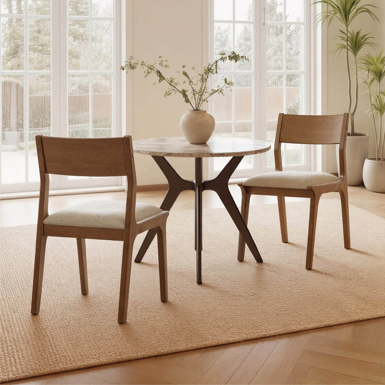 Levi Modern Solid Wood Upholstered Dining Chair (Set of 2)