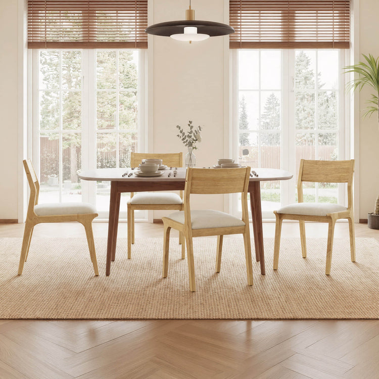 Levi Modern Solid Wood Upholstered Dining Chair (Set of 2)