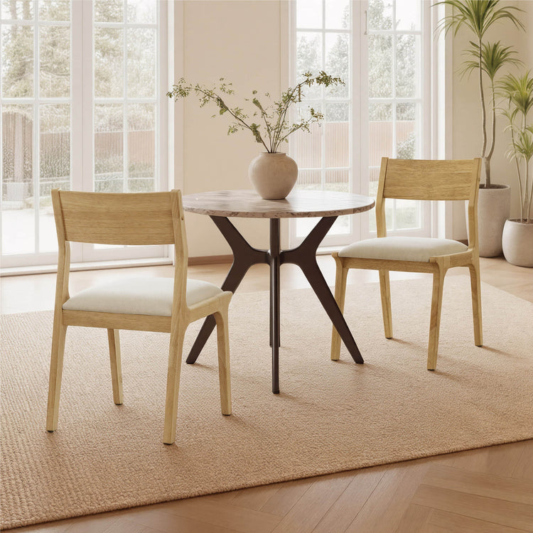 Levi Modern Solid Wood Upholstered Dining Chair (Set of 2)