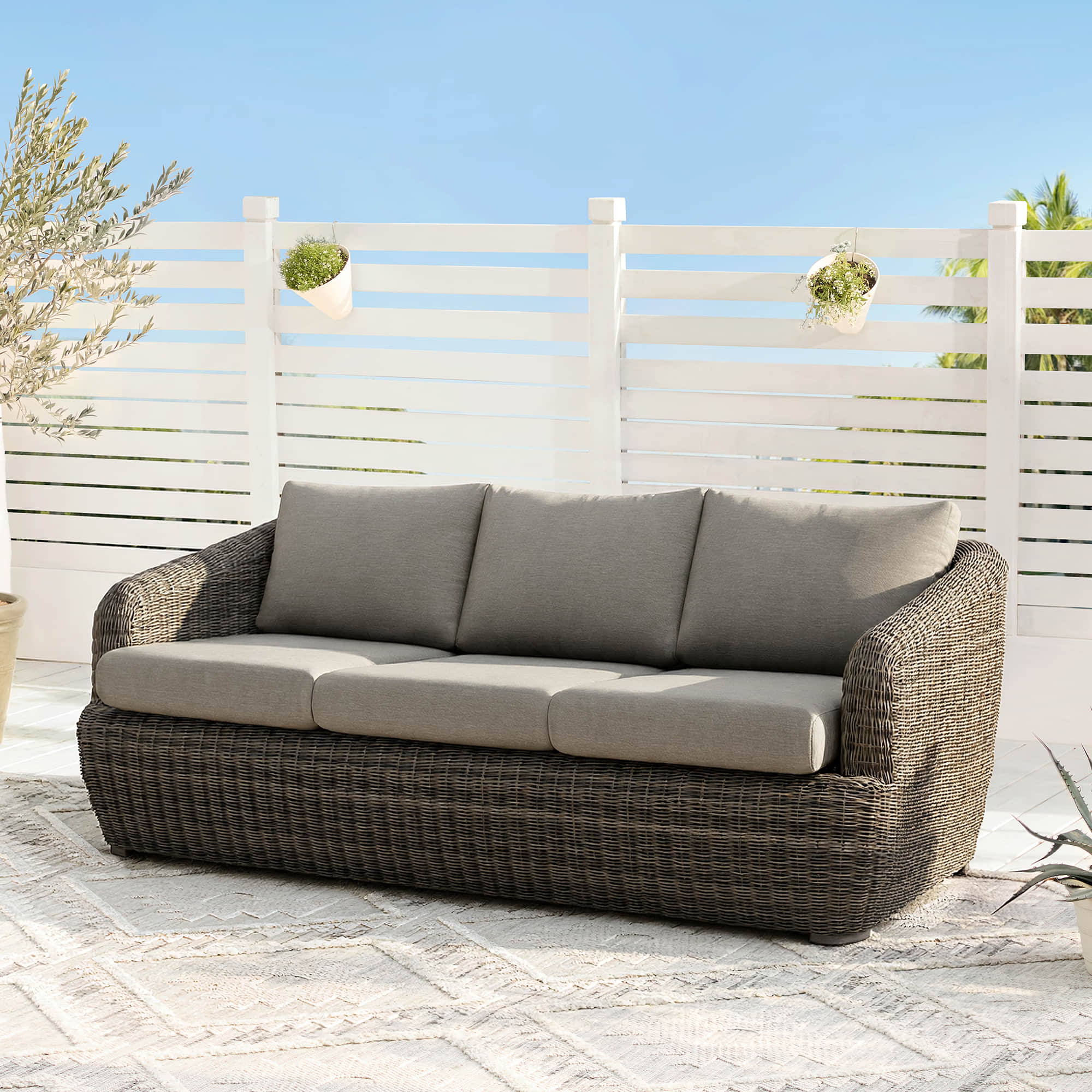 Liana Wicker Outdoor Three-Seater Sofa