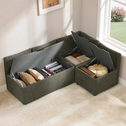 Lila L-Shaped Minimalist Dining Banquette with Storage