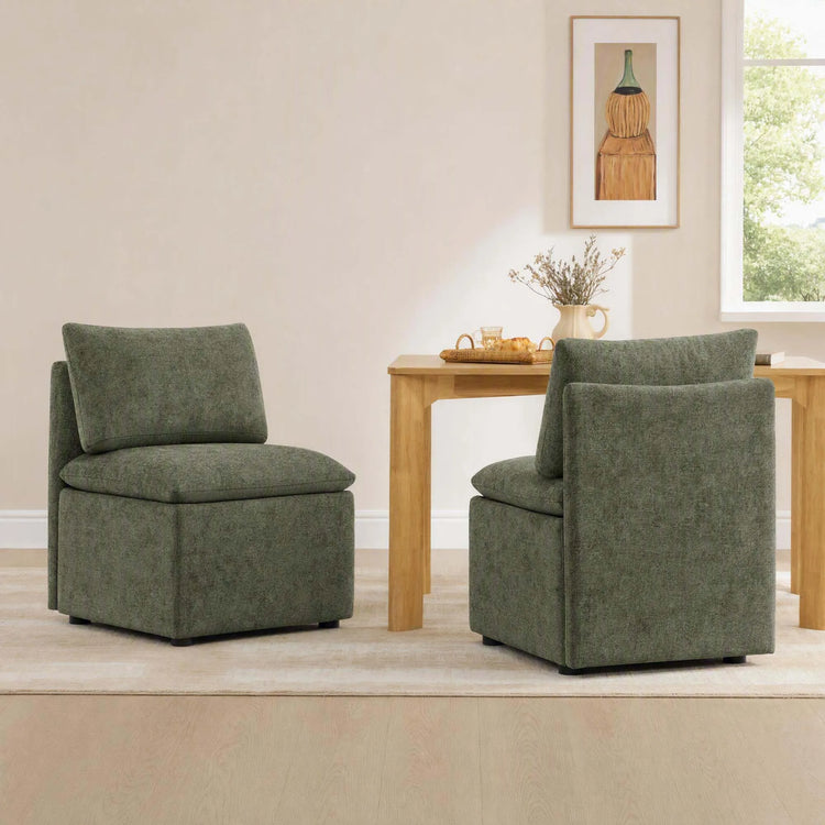 Lila Minimalist Armless Dining Chair with Storage
