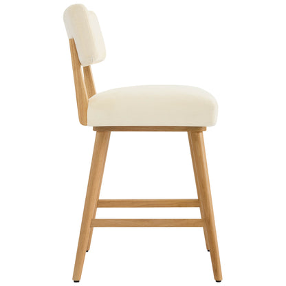 Lovy Modern Wood Base Swivel Bar Stool (Set of 2）