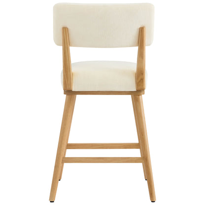 Lovy Modern Wood Base Swivel Bar Stool (Set of 2）