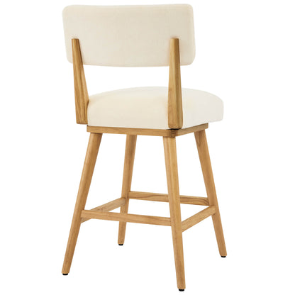 Lovy Modern Wood Base Swivel Bar Stool (Set of 2）