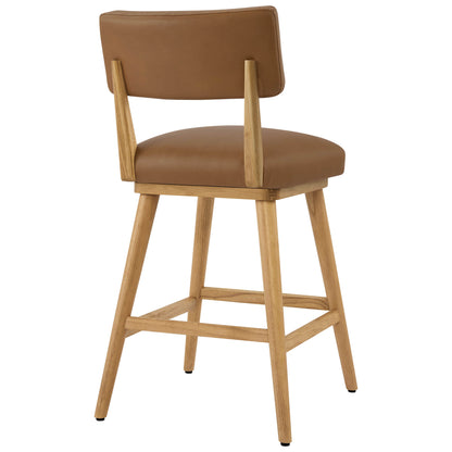 Lovy Modern Wood Base Swivel Bar Stool (Set of 2）
