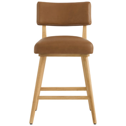Lovy Modern Wood Base Swivel Bar Stool (Set of 2）