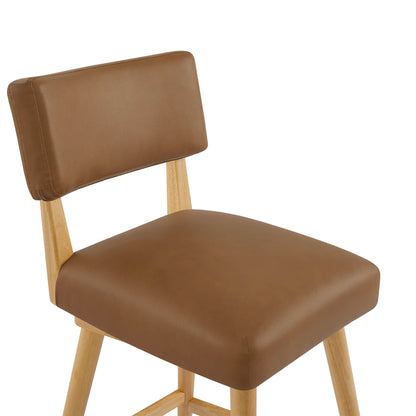 Lovy Modern Wood Base Swivel Bar Stool (Set of 2）