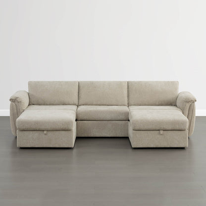 Maisie 6-seat Modular Performance Fabric Sofa with Storage Ottoman