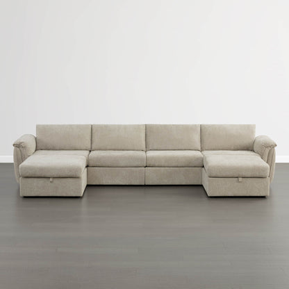 Maisie 6-seat Modular Performance Fabric Sofa with Storage Ottoman