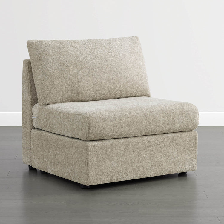 Maisie armless chair in taupe chenille fabric