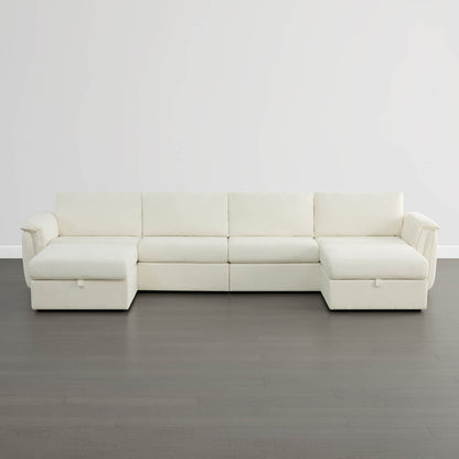 Maisie 6-seat Modular Performance Fabric Sofa with Storage Ottoman